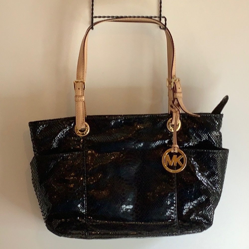Michael Kors Black Python Snakeskin Shoulder Hand… - image 2